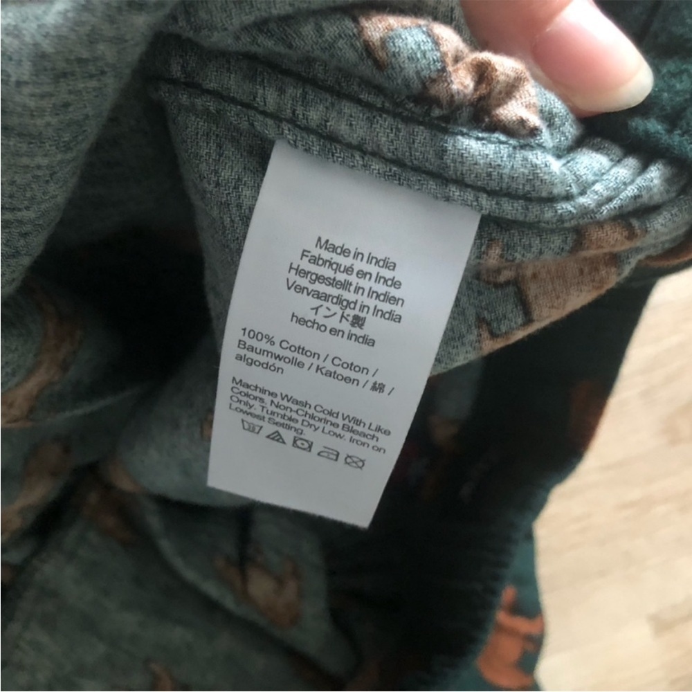 J. Crew Men's Dark Green Joggers with Bear Print Lounge Pajama Pants - Picture 8 of 8